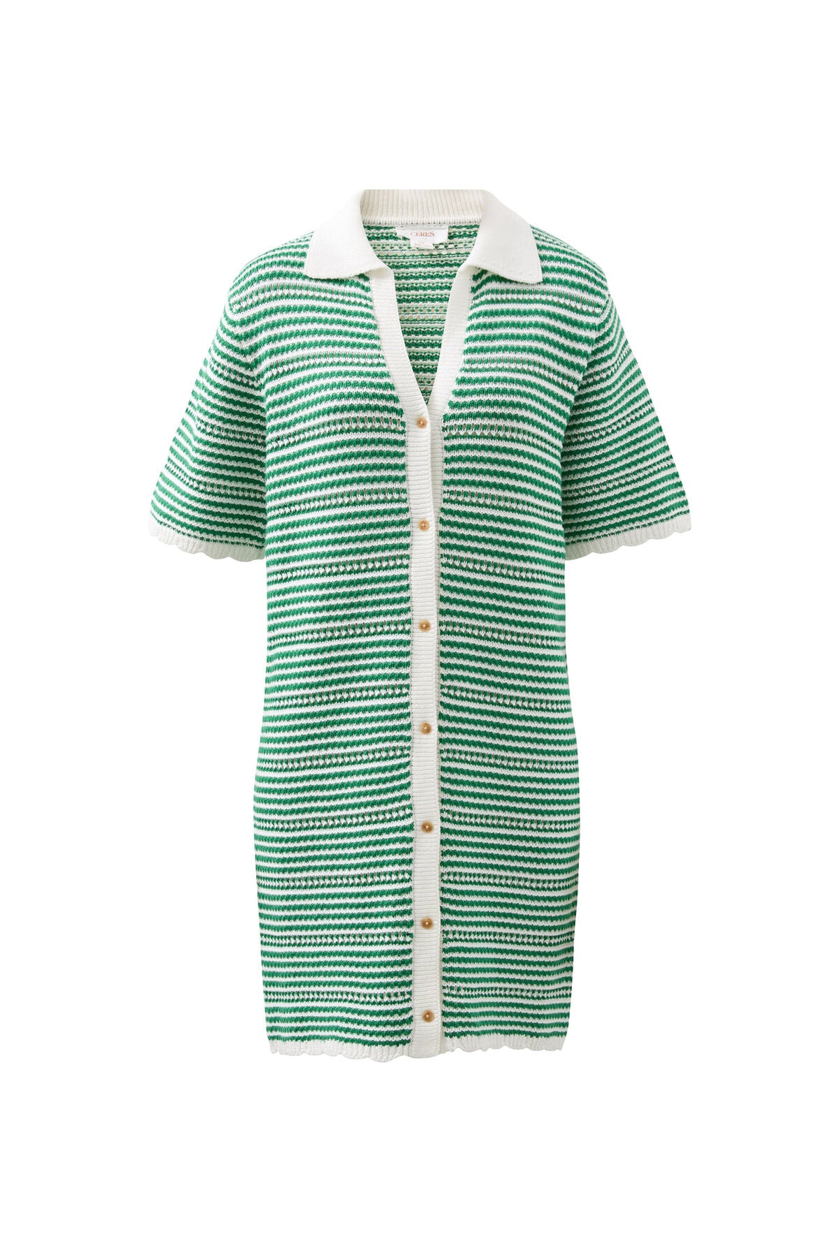 CERES LIFE NALA KNIT MINI DRESS - KELLY GREEN STRIPE