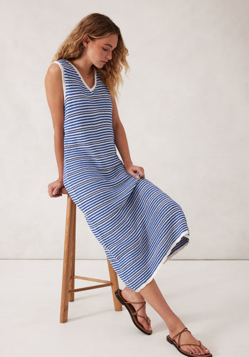 CERES LIFE NOVA KNIT MIDI TANK DRESS - SUMMER BLUE STRIPE
