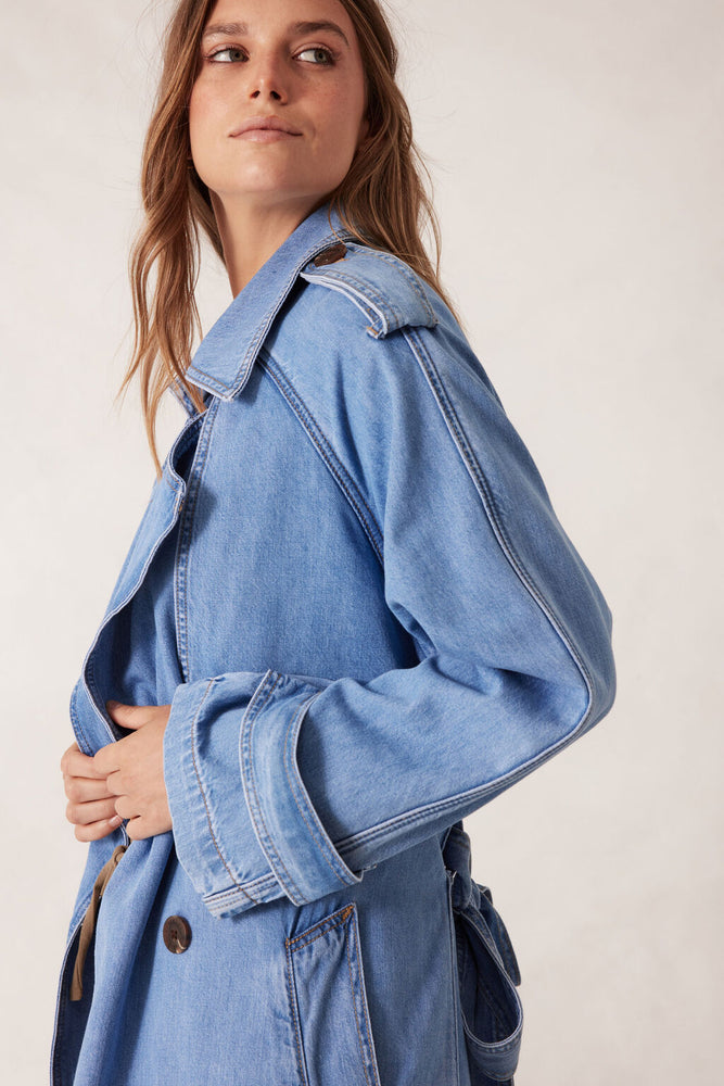 Load image into Gallery viewer, CERES LIFE LONG LINE TRENCH - VINTAGE BLUE