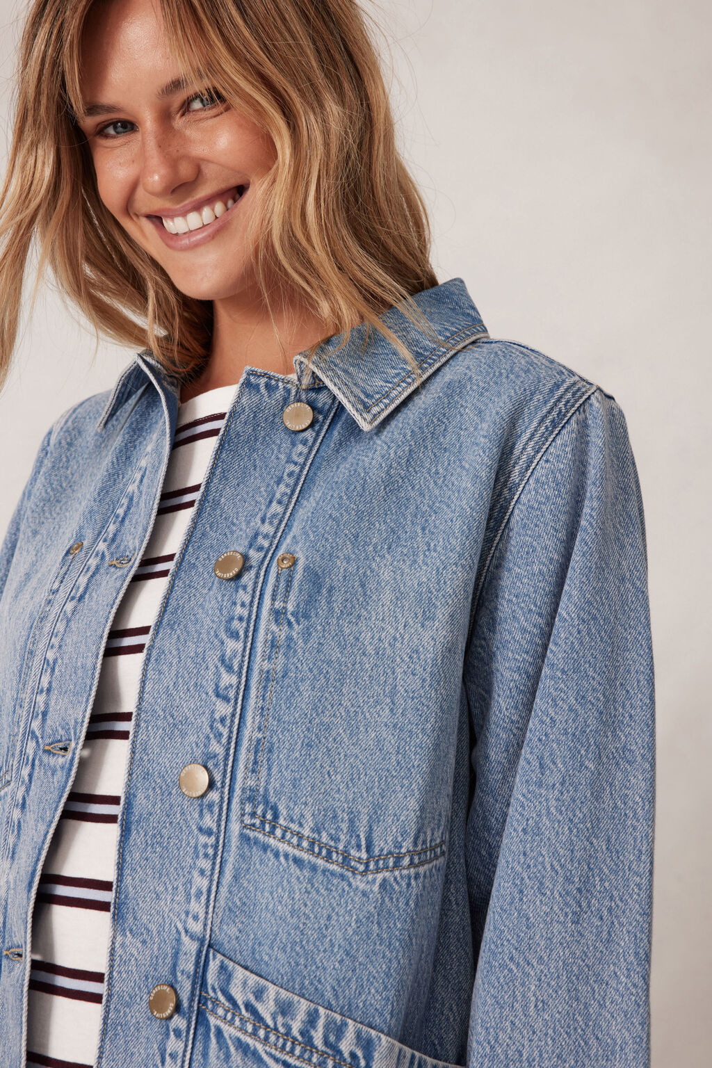 CERES LIFE AVA CHORE SHACKET - VINTAGE BLUE