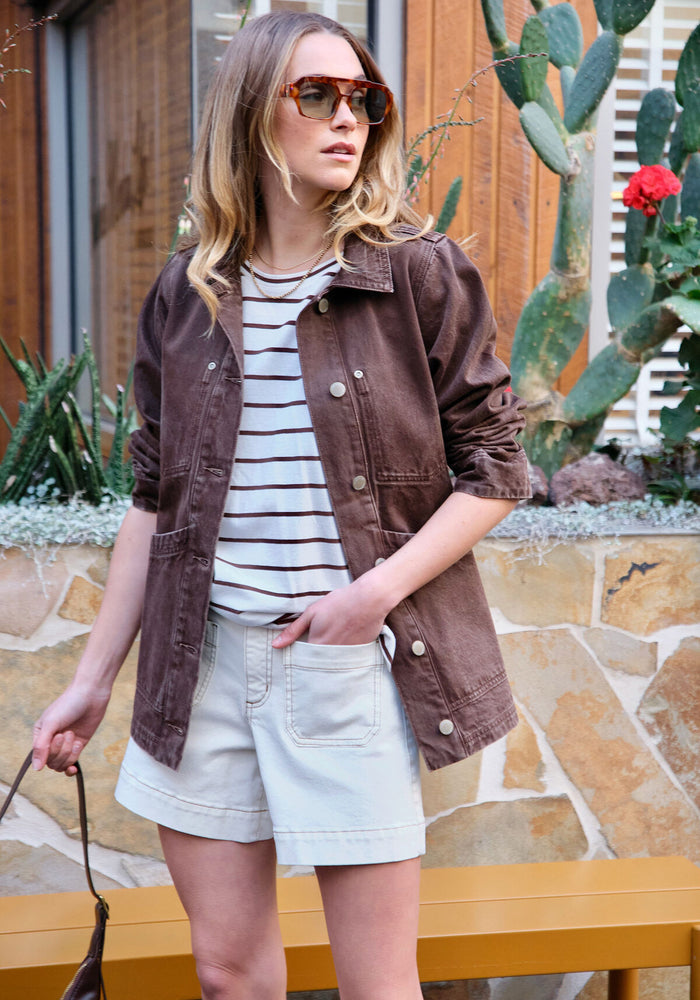 CERES LIFE AVA CHORE SHACKET - CHOCOLATE