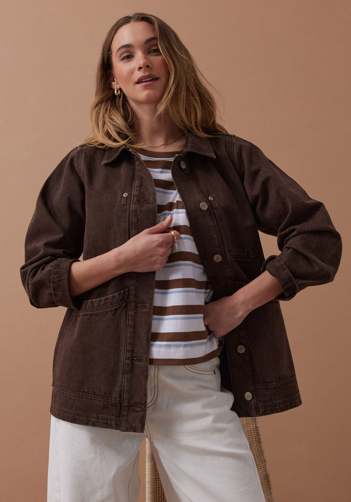 CERES LIFE AVA CHORE SHACKET - CHOCOLATE