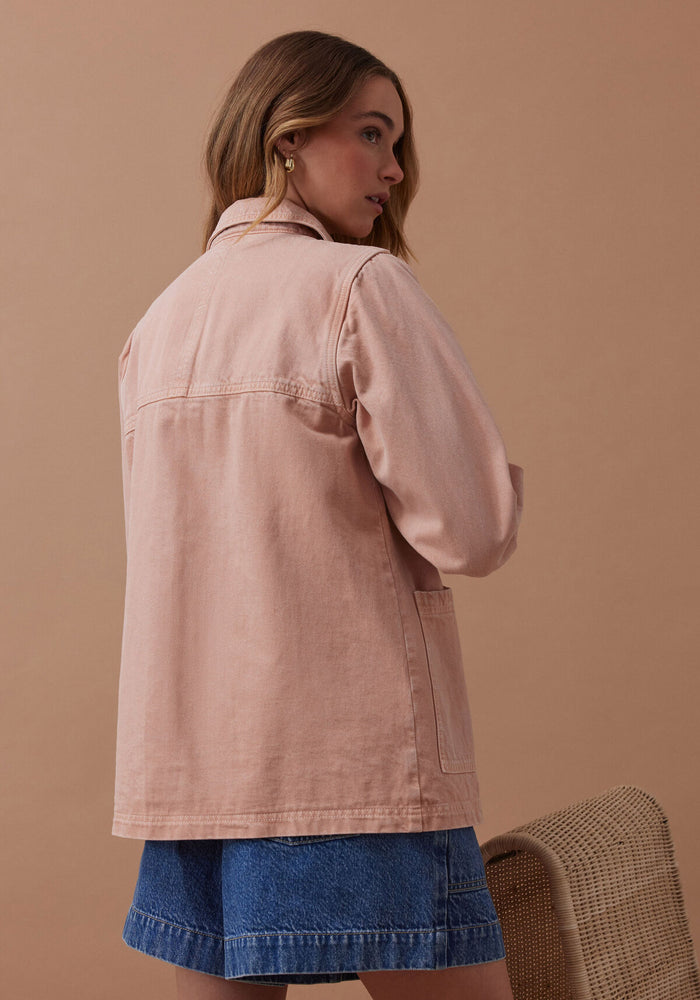 CERES LIFE AVA CHORE SHACKET - WASHED PINK