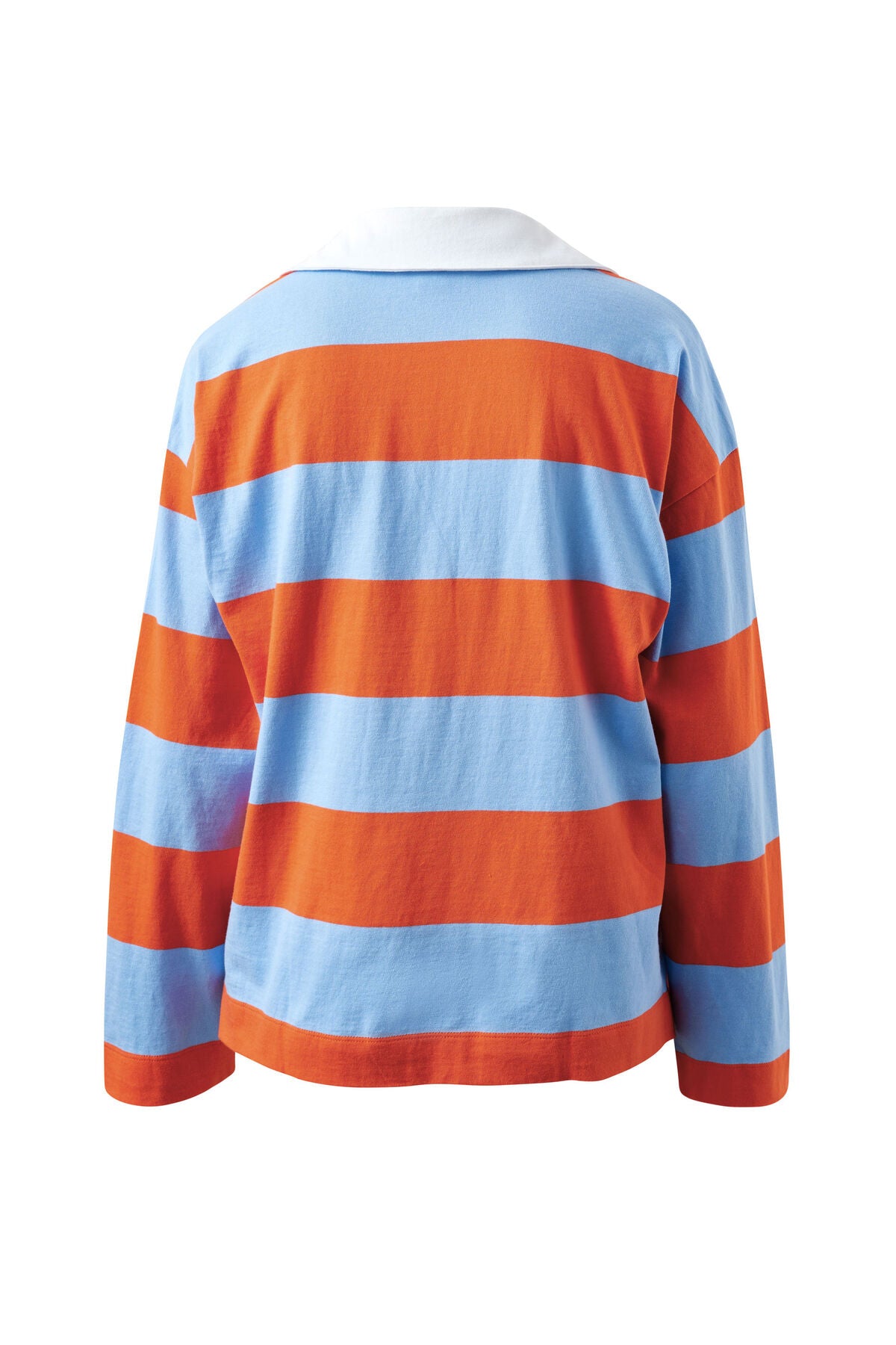 CERES LIFE SHELBY SLOUCHY RUGBY TOP - SKY BLUE/FLAME STRIPE