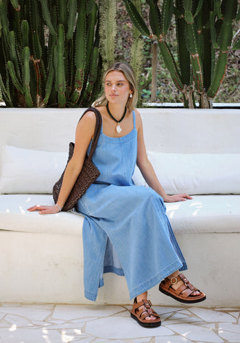 CERES LIFE REMY STRAPPY MIDI DRESS - VINTAGE BLUE
