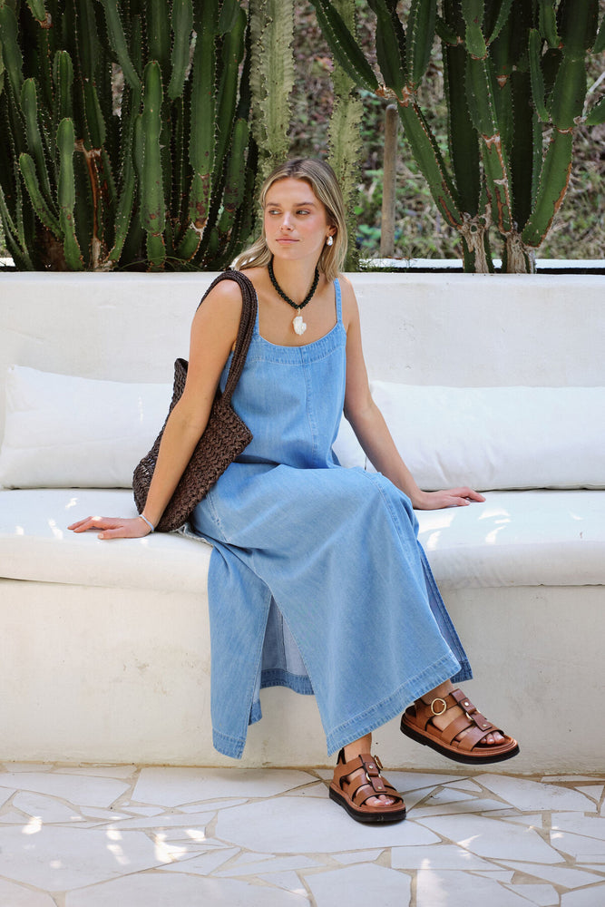 Load image into Gallery viewer, CERES LIFE REMY STRAPPY MIDI DRESS - VINTAGE BLUE