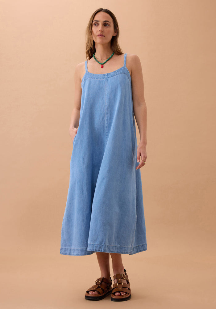 CERES LIFE REMY STRAPPY MIDI DRESS - VINTAGE BLUE