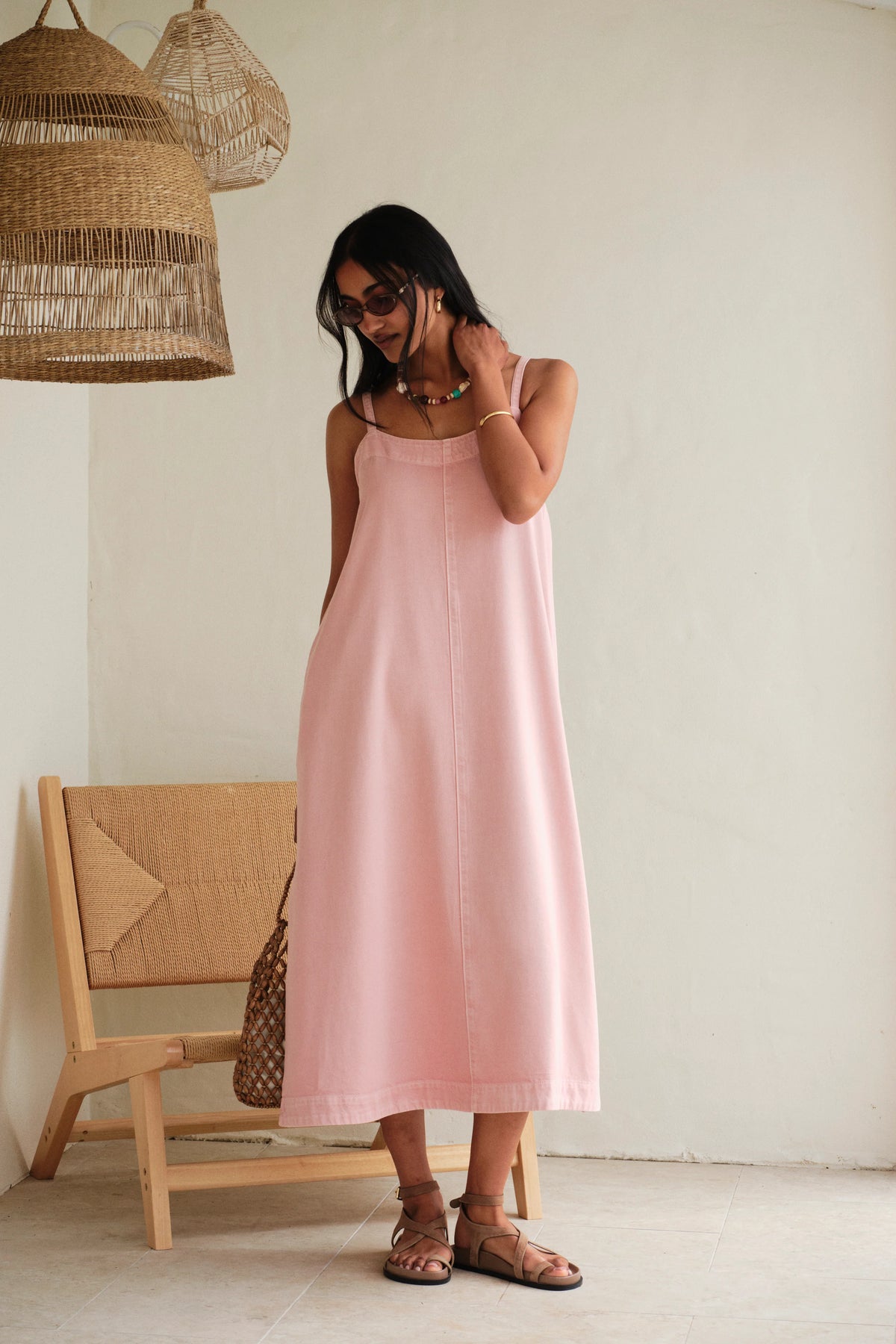 CERES LIFE REMY STRAPPY MIDI DRESS - BLOSSOM PINK