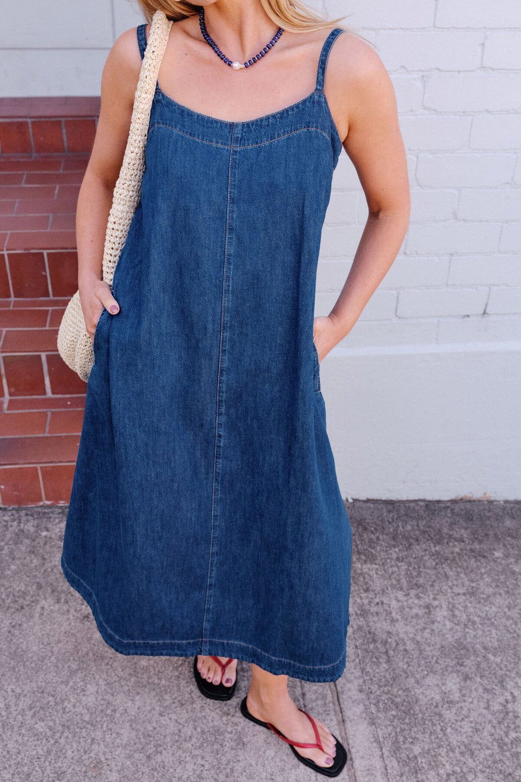 CERES LIFE REMY STRAPPY MIDI DRESS - TRUE INDIGO