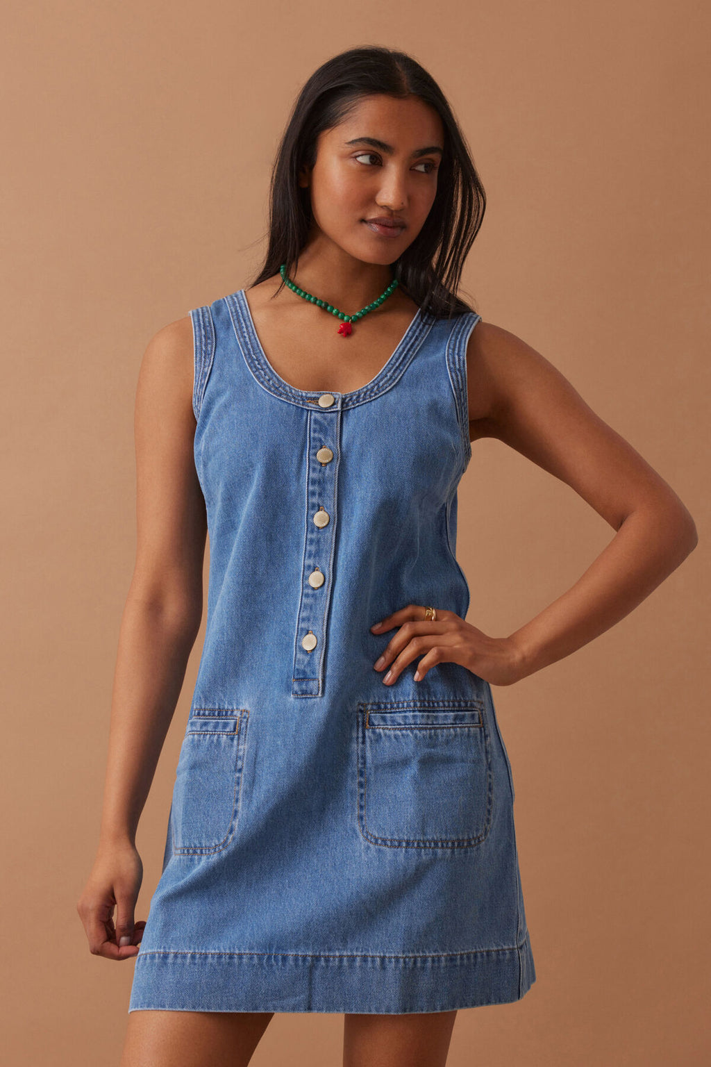 CERES LIFE SUNNY DENIM TANK DRESS - VINTAGE BLUE
