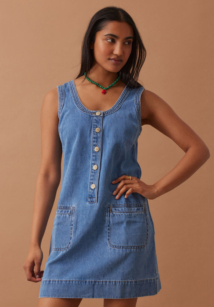 CERES LIFE SUNNY DENIM TANK DRESS - VINTAGE BLUE