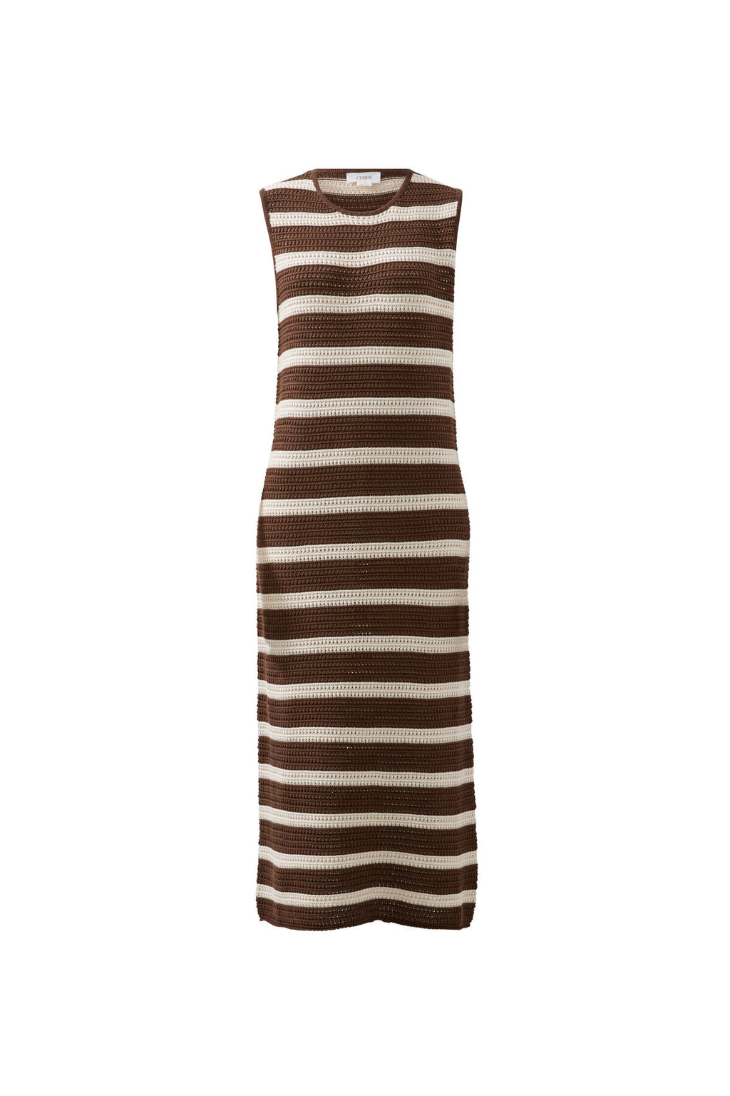 CERES LIFE MARGOT MESH KNIT TANK MIDI DRESS - CHOC STRIPE