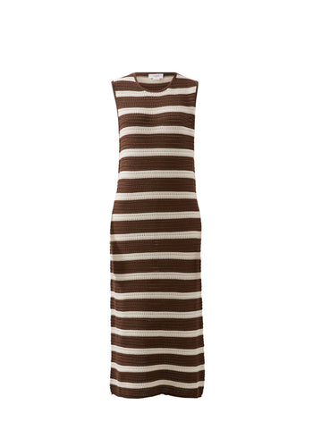 CERES LIFE MARGOT MESH KNIT TANK MIDI DRESS - CHOC STRIPE