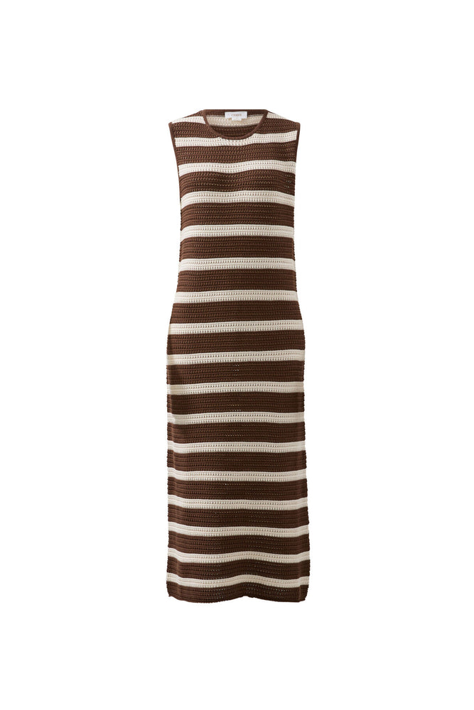 Load image into Gallery viewer, CERES LIFE MARGOT MESH KNIT TANK MIDI DRESS - CHOC STRIPE