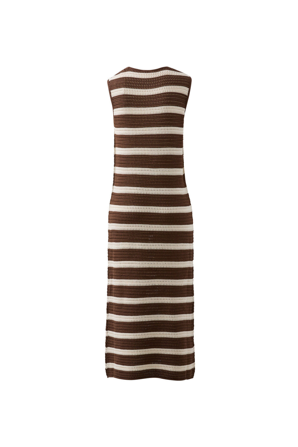CERES LIFE MARGOT MESH KNIT TANK MIDI DRESS - CHOC STRIPE