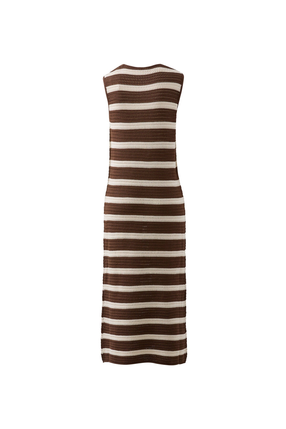 CERES LIFE MARGOT MESH KNIT TANK MIDI DRESS - CHOC STRIPE