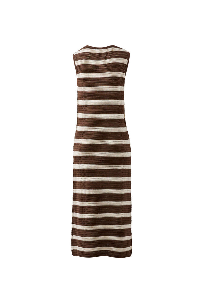 Load image into Gallery viewer, CERES LIFE MARGOT MESH KNIT TANK MIDI DRESS - CHOC STRIPE