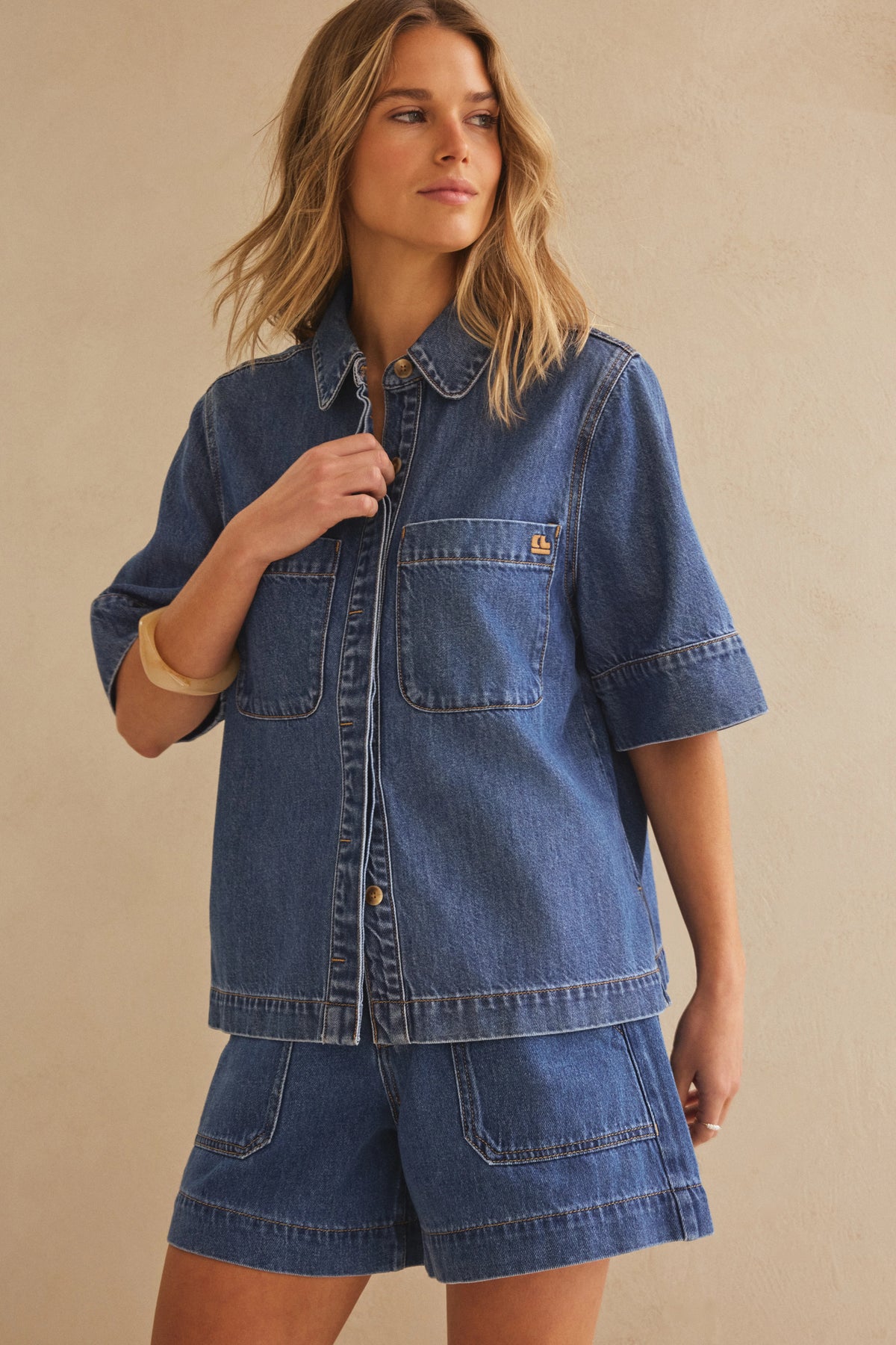 CERES LIFE NOA SHORT SLEEVE SHIRT - FRESH INDIGO
