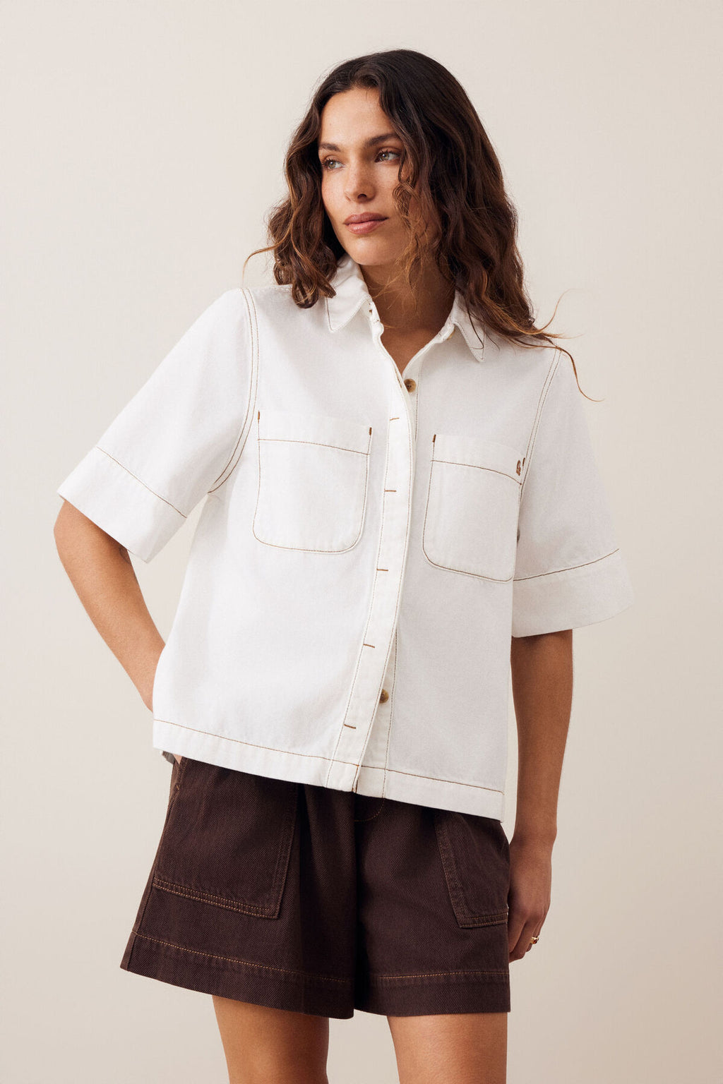 CERES LIFE NOA SHORT SLEEVE SHIRT - ECRU