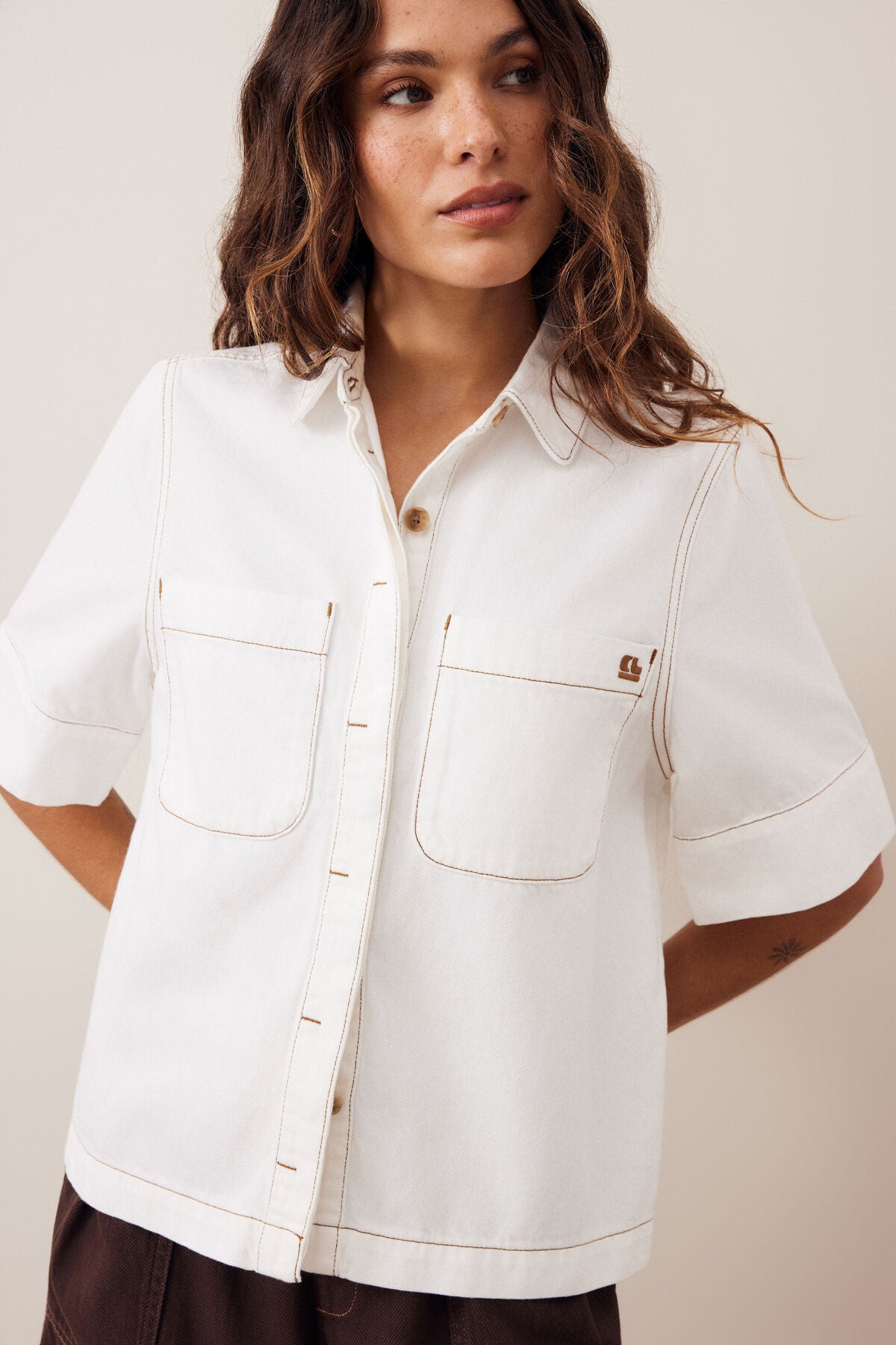 CERES LIFE NOA SHORT SLEEVE SHIRT - ECRU