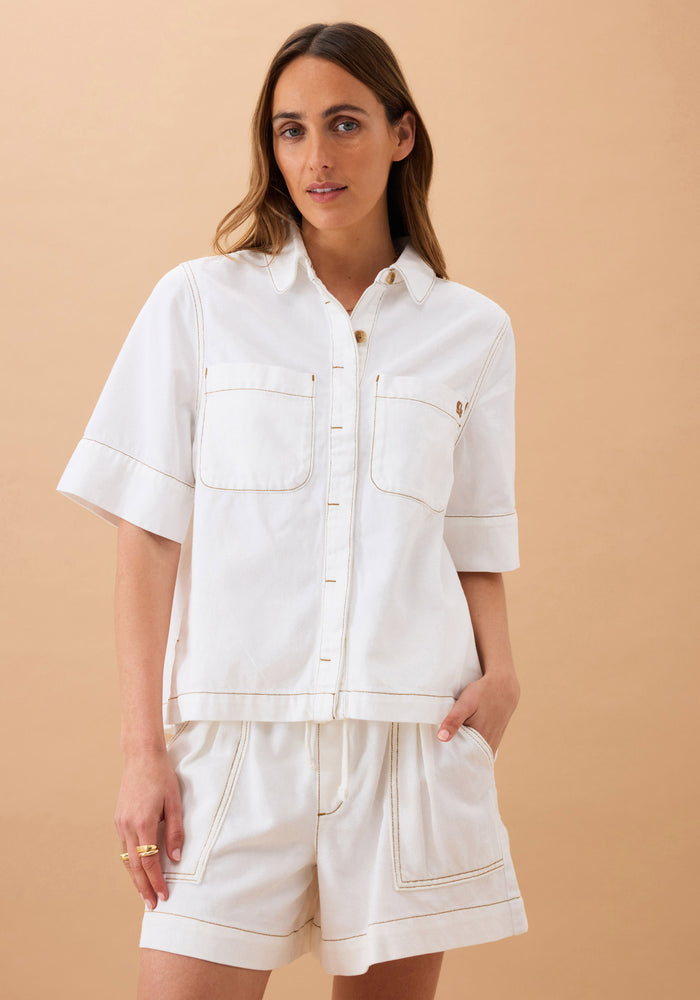 CERES LIFE NOA SHORT SLEEVE SHIRT - FRESH ECRU
