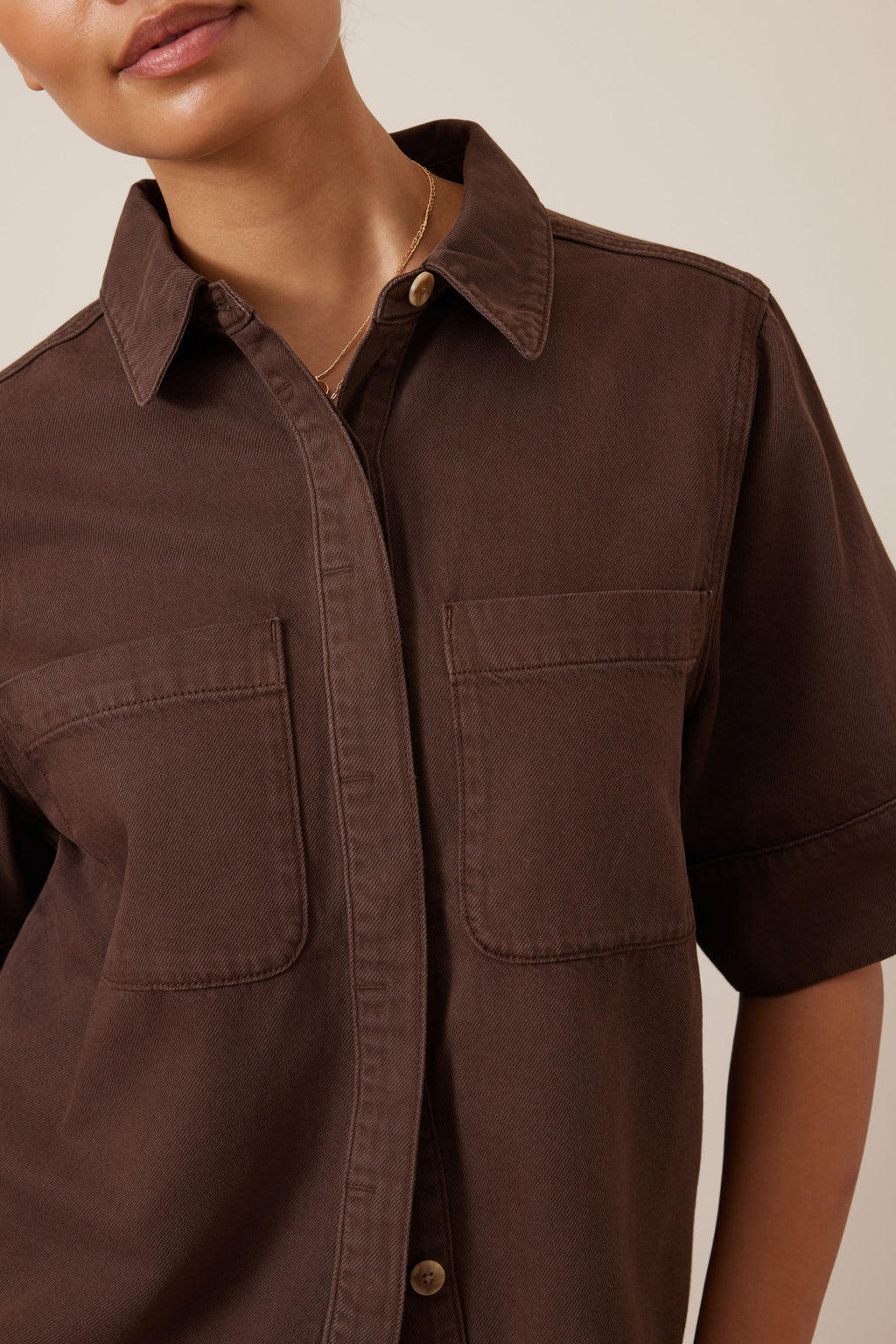 CERES LIFE NOA SHORT SLEEVE SHIRT - CHOCOLATE