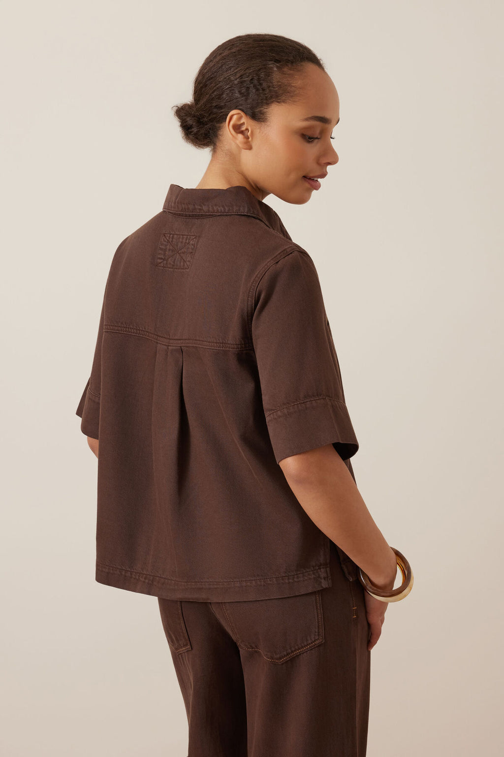 CERES LIFE NOA SHORT SLEEVE SHIRT - CHOCOLATE