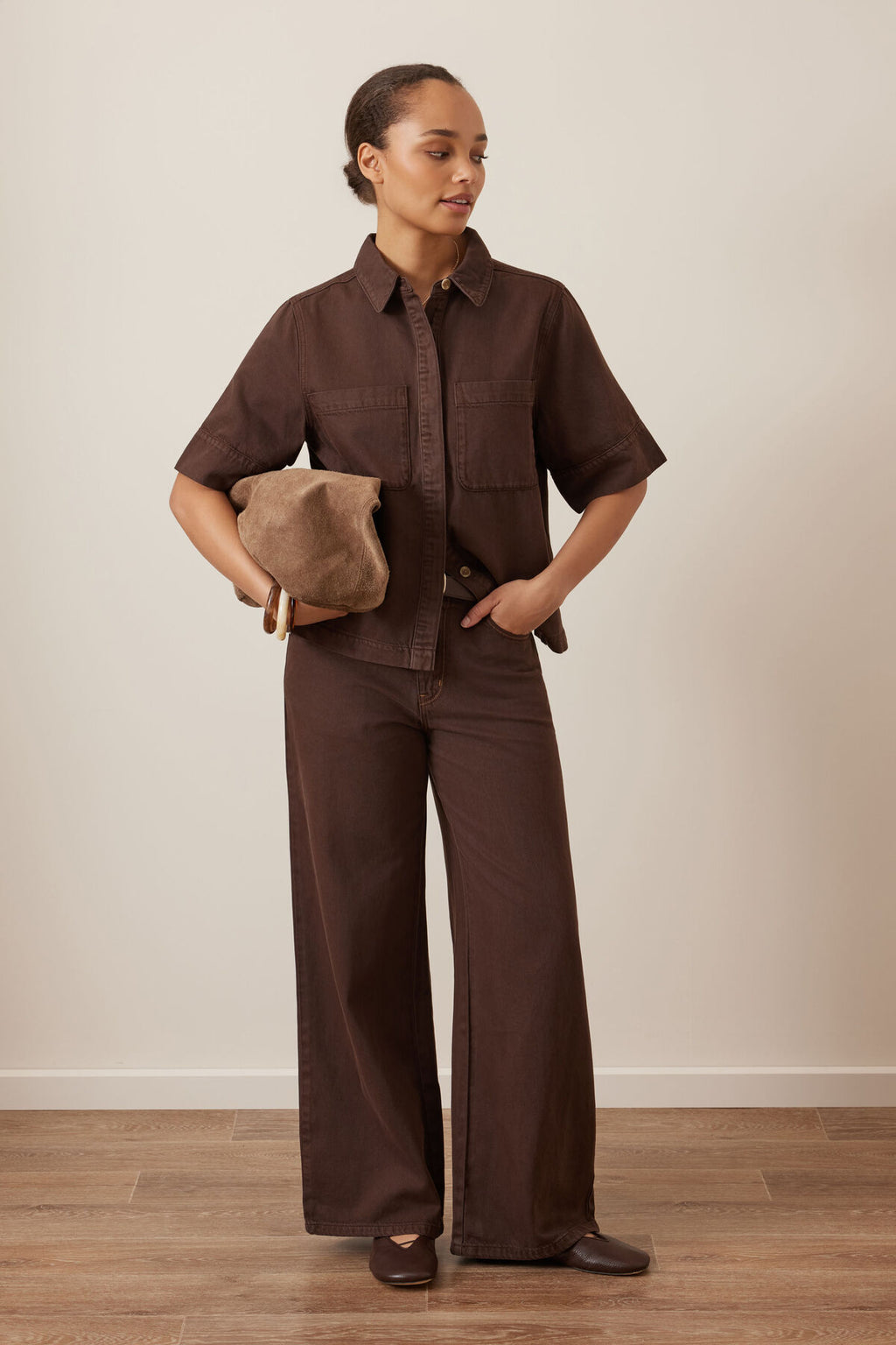 CERES LIFE NOA SHORT SLEEVE SHIRT - CHOCOLATE