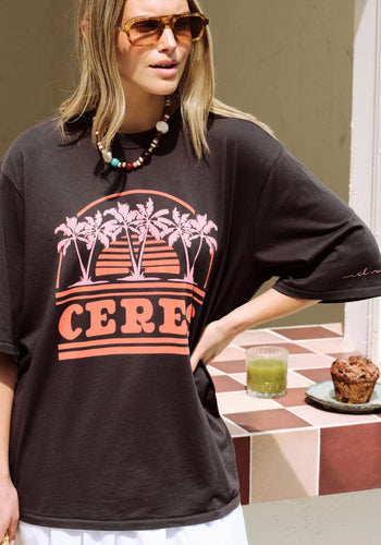 CERES LIFE LIV OVERSIZED TEE - SUNSET PALMS