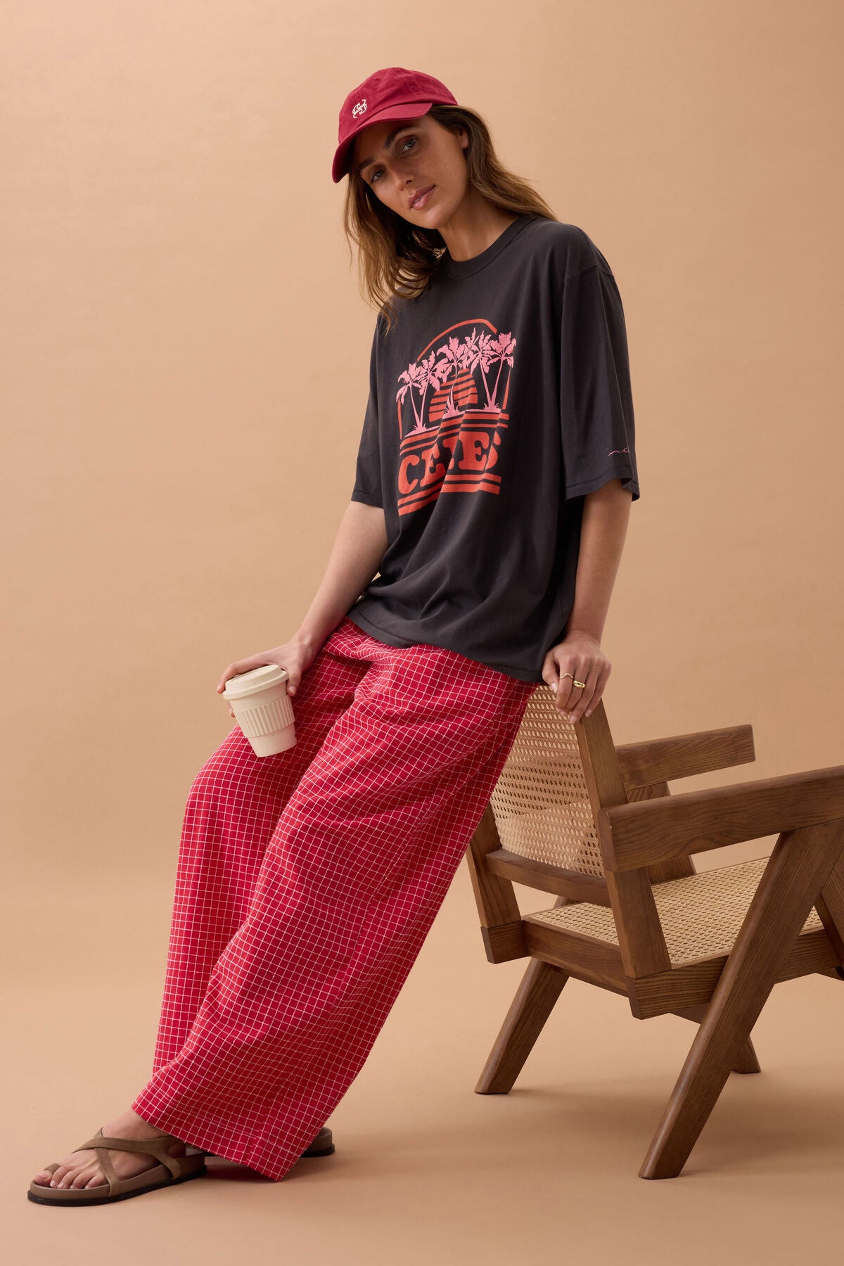 CERES LIFE LIV OVERSIZED TEE - SUNSET PALMS