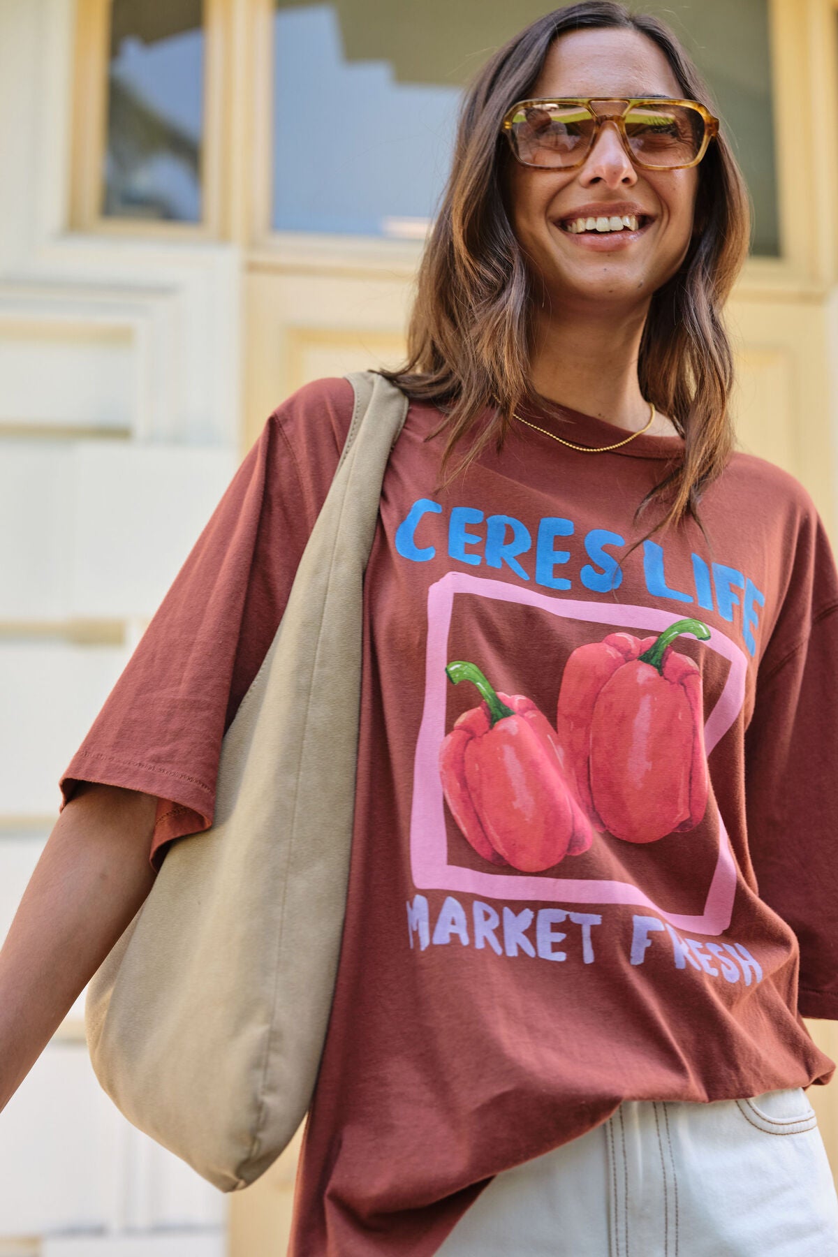 CERES LIFE LIV OVERSIZED TEE - GINGER/FARMERS MARKET