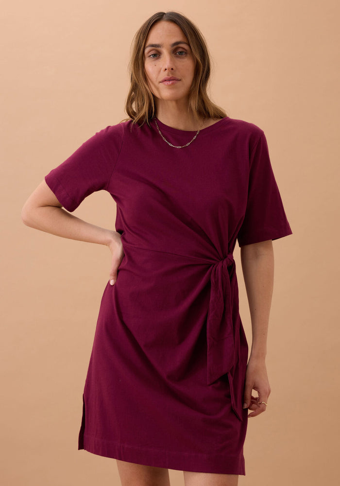 CERES LIFE AGNES TIE MINI TEE DRESS - POMEGRANTE