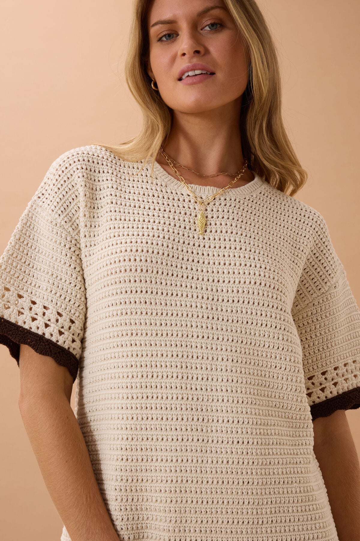 CERES LIFE BEA KNIT MINI DRESS - ECRU