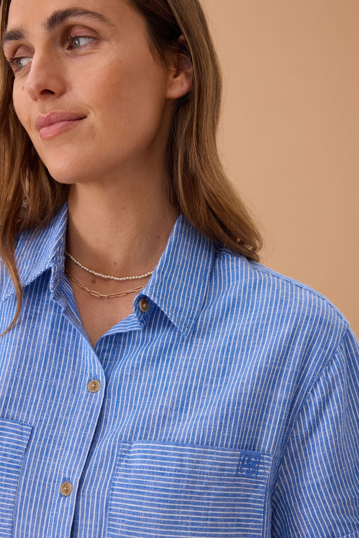 CERES LIFE HANNA MIDI SHIRT DRESS - COBALT STRIPE