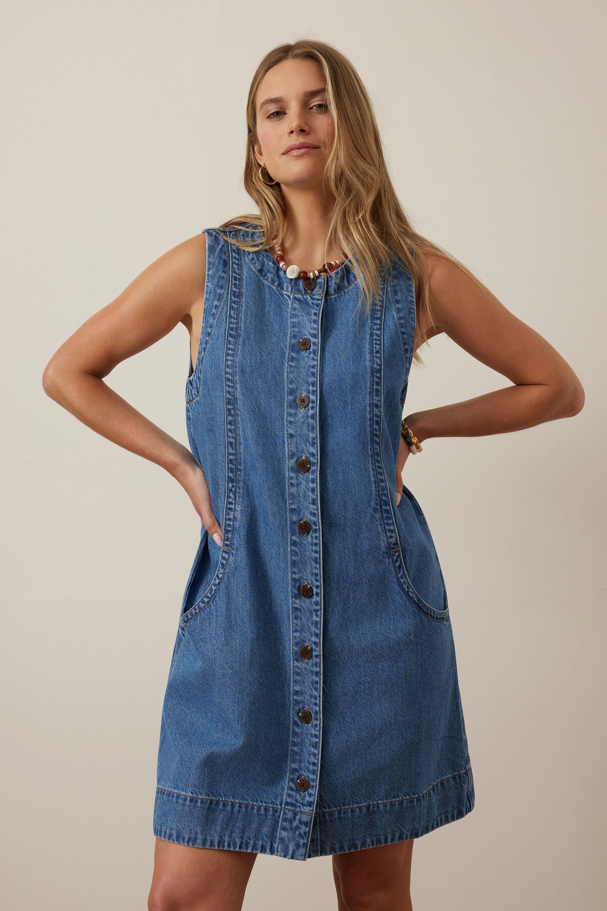CERES LIFE SUKI SHIFT DRESS - FRESH INDIGO