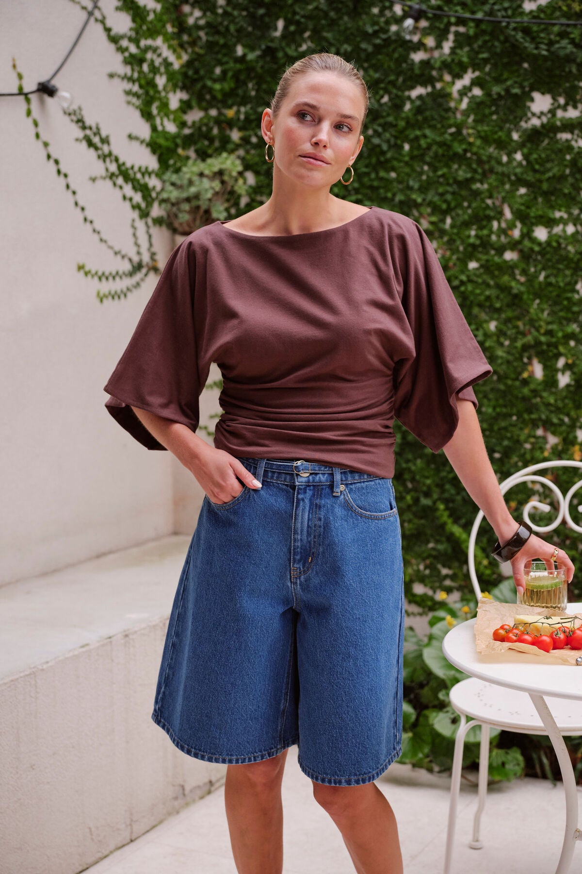 CERES LIFE OLIVIE BELTED DENIM SHORT - FRESH INDIGO