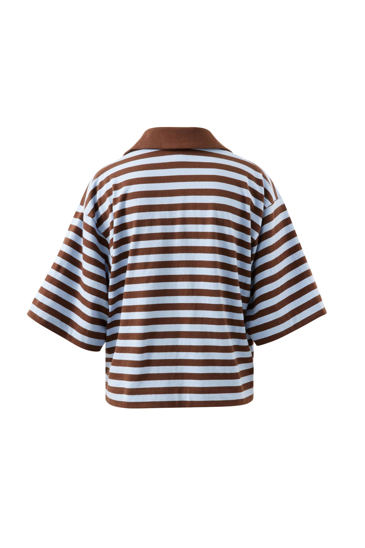 CERES LIFE ARLIE SHORT SLEEVE RUGBY - CHOC/CHALK STRIPE