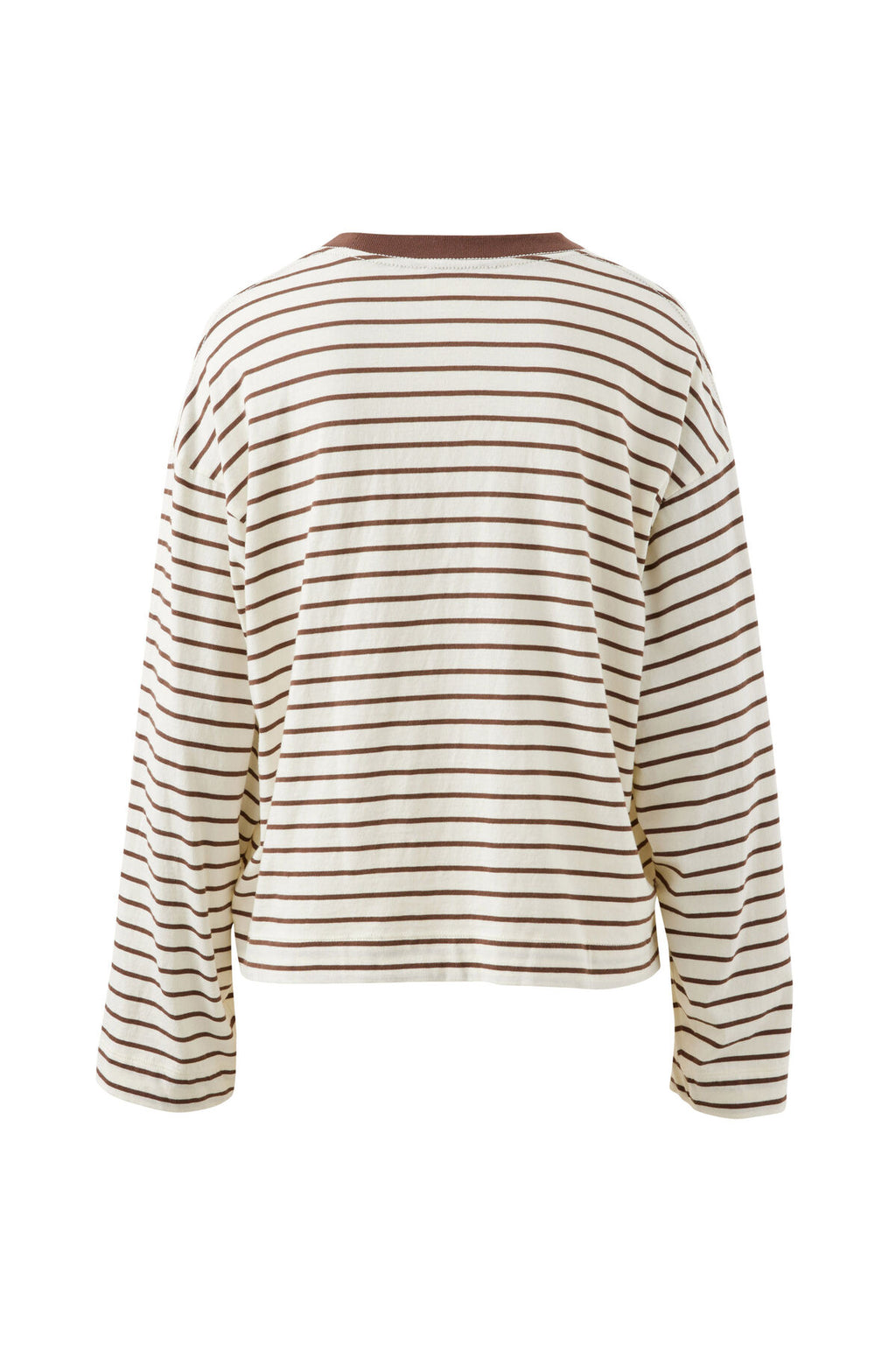 CERES LIFE BEAU LONG SLEEVE SLOUCHY TEE - MILK/BRUNETTE BROWN STRIPE