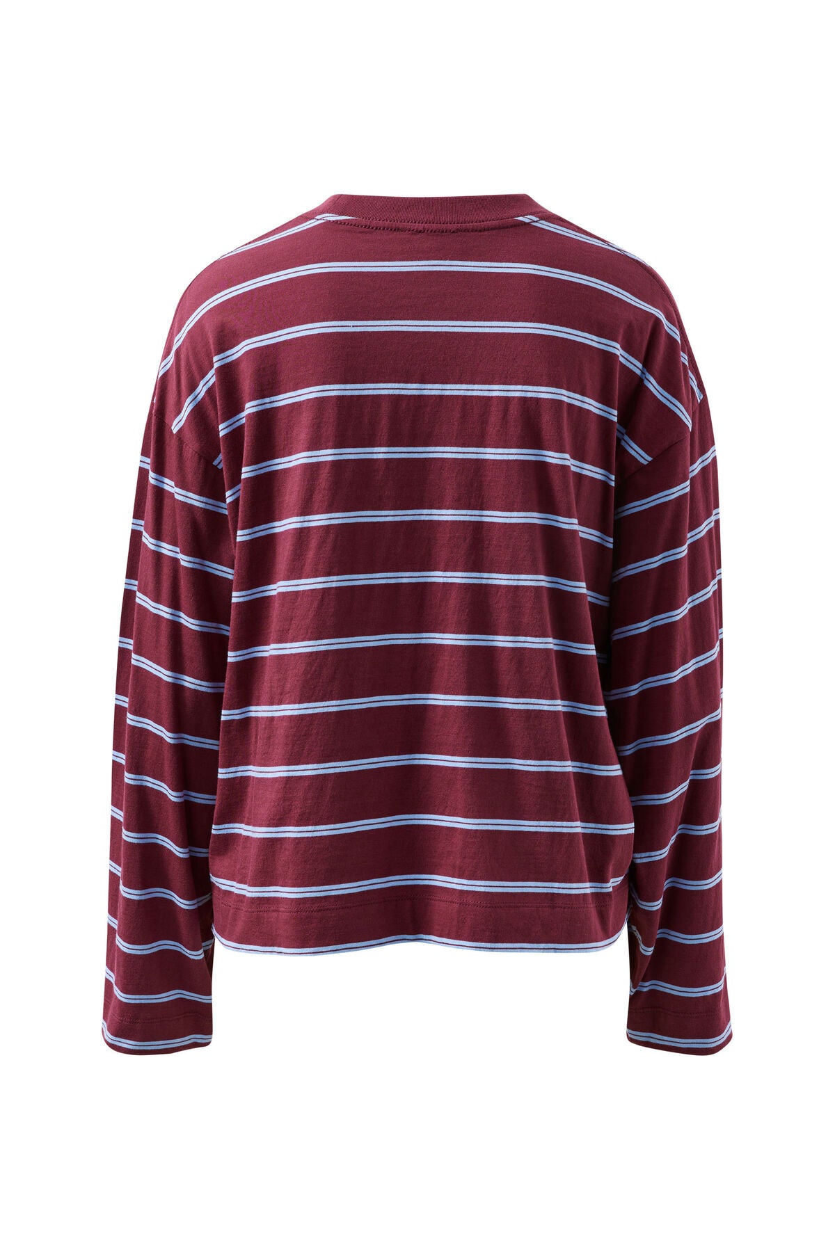 CERES LIFE BEAU LONG SLEEVE SLOUCHY TEE - BURGUNDY/SKY BLUE