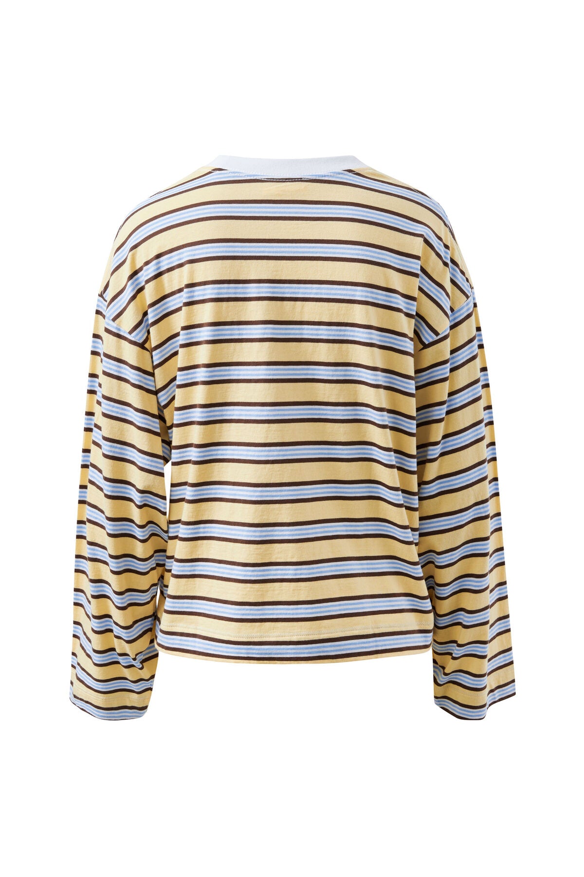 CERES LIFE BEAU LONG SLEEVE SLOUCHY TEE - BUTTER/BRUNETTE STRIPE