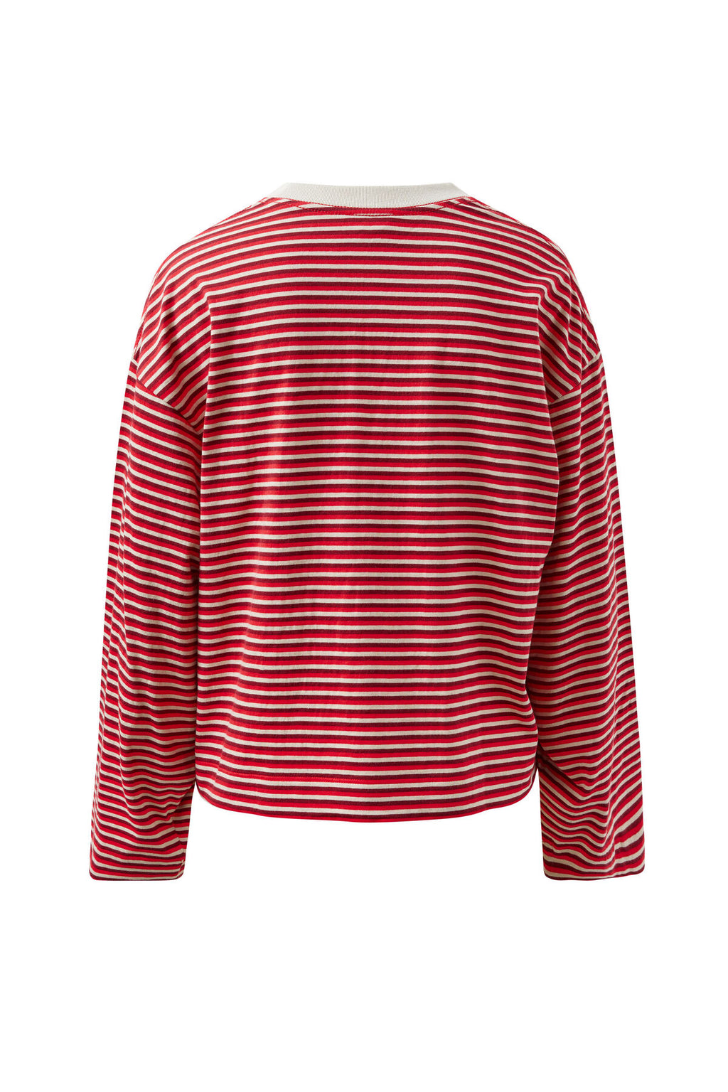 CERES LIFE BEAU LONG SLEEVE SLOUCHY TEE - MULBERRY/RED/STONE STRIPE