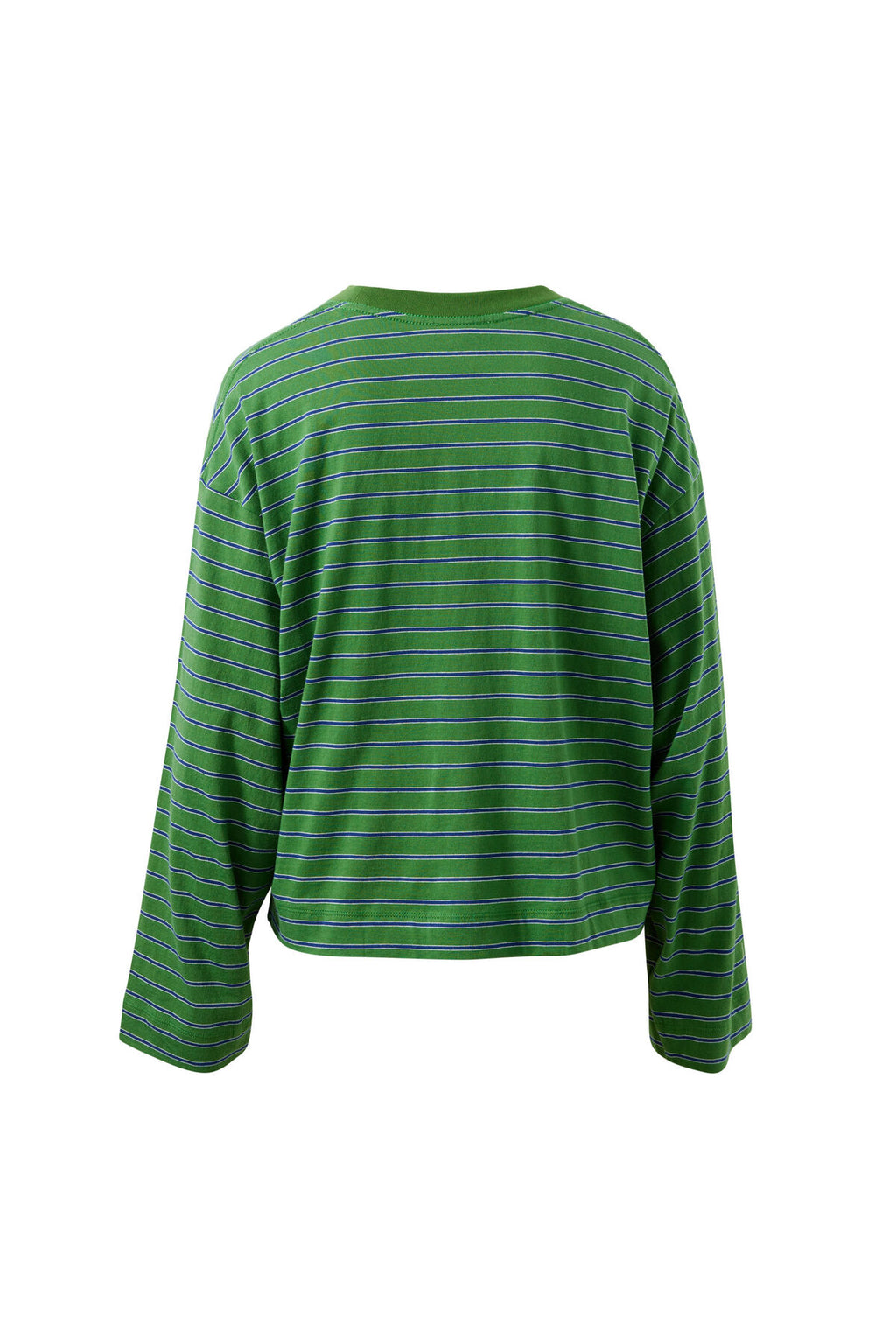 CERES LIFE BEAU LONG SLEEVE SLOUCHY TEE - BASIL/PRUSSIAN BLUE STRIPE