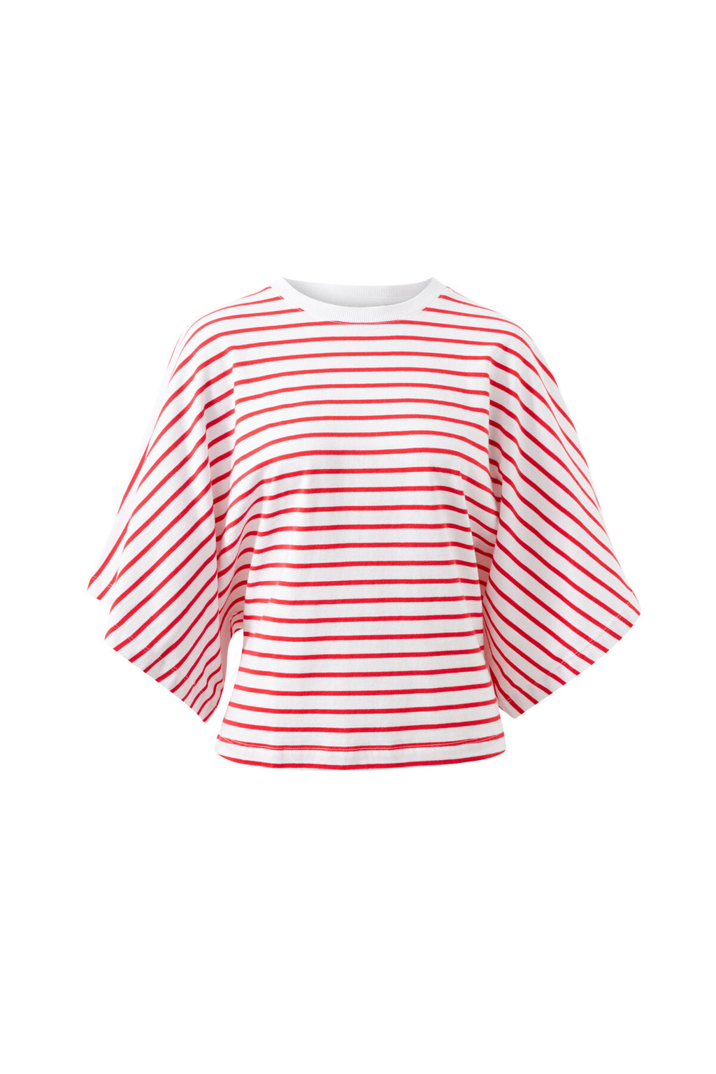 CERES LIFE LUCY RELAXED SLEEVE TEE - WHITE/HERITAGE RED STRIPE