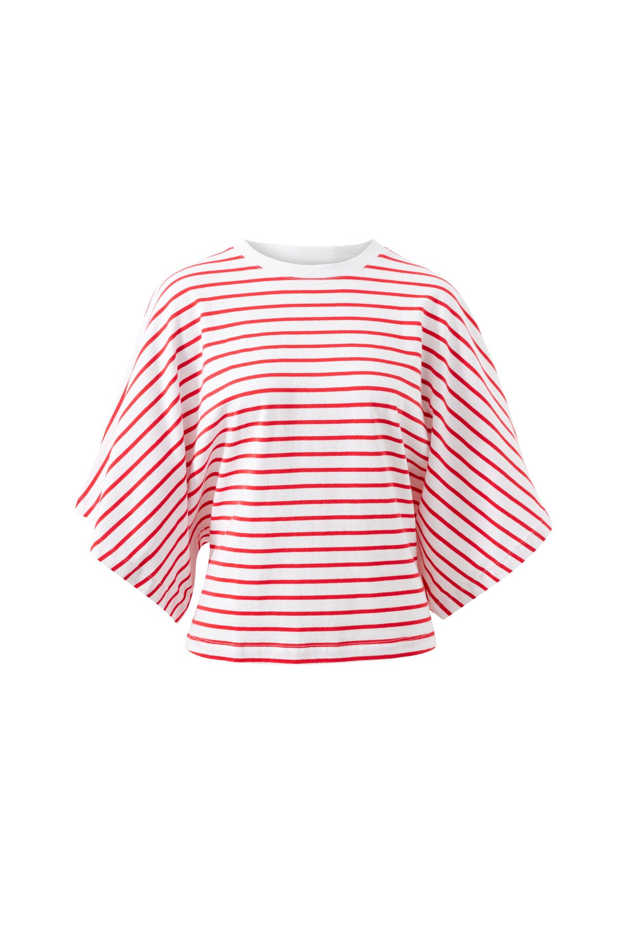 CERES LIFE LUCY RELAXED SLEEVE TEE - WHITE/HERITAGE RED STRIPE