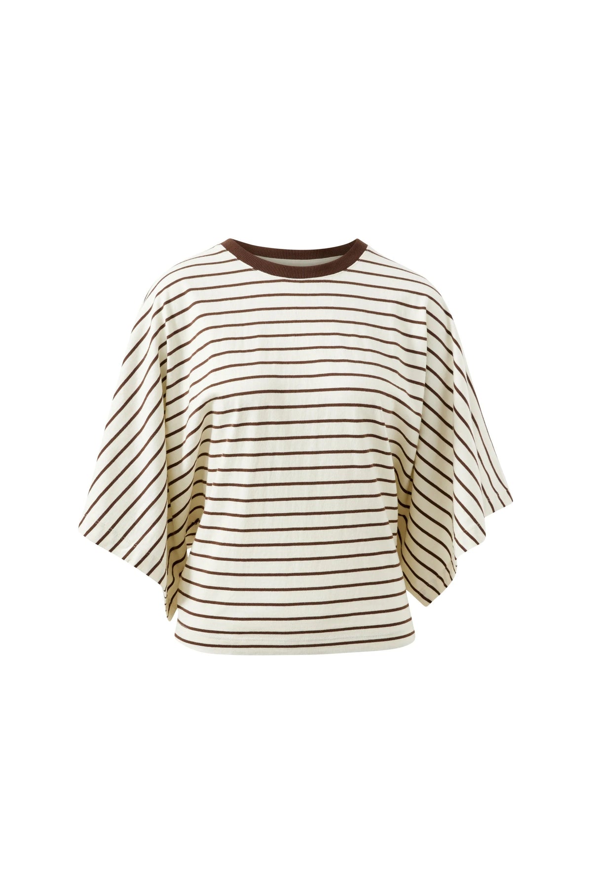 CERES LIFE LUCY RELAXED SLEEVE TEE - MILK/BRUNETTE STRIPE