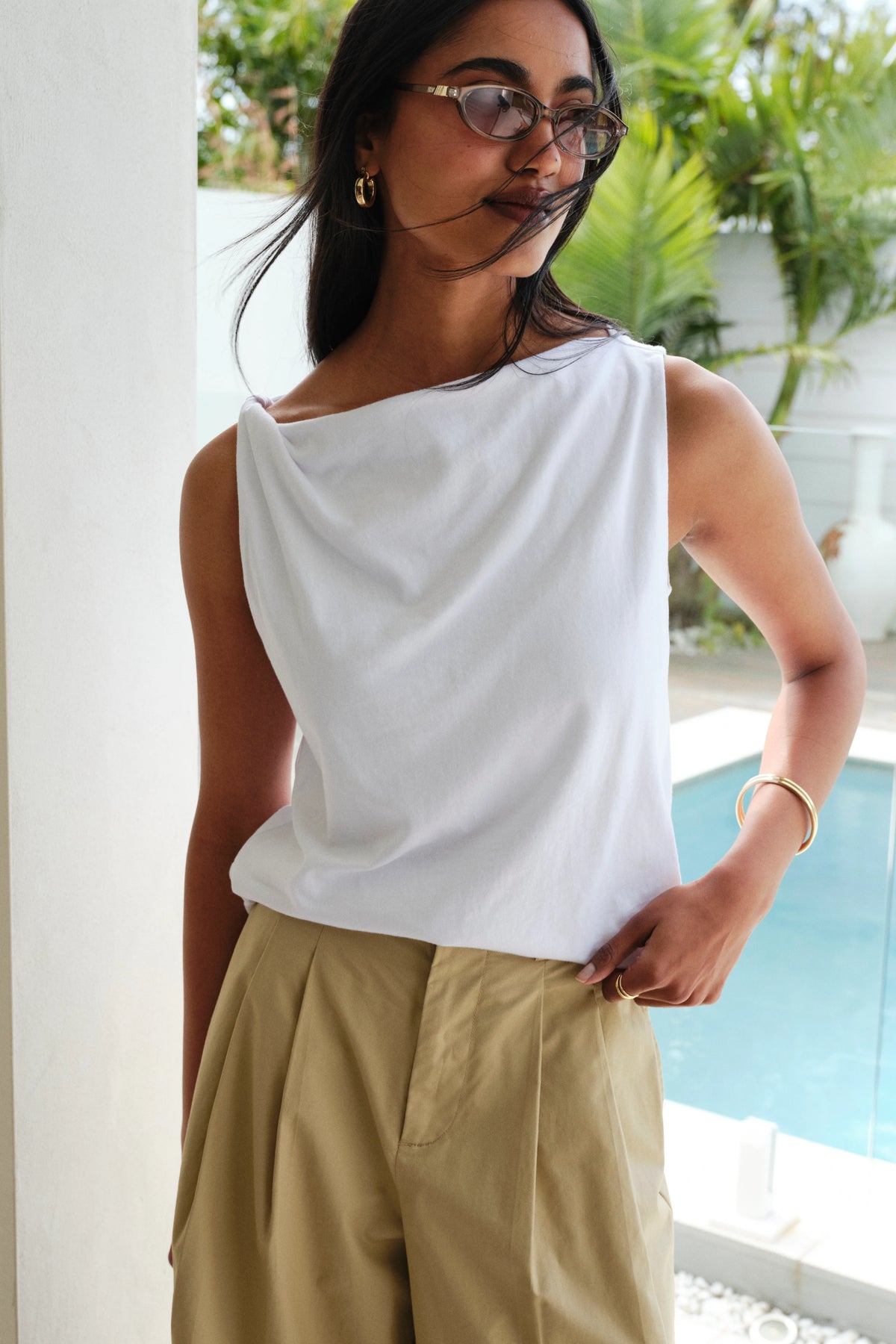 CERES LIFE TAHLIA TWIST STRAP TANK - WHITE
