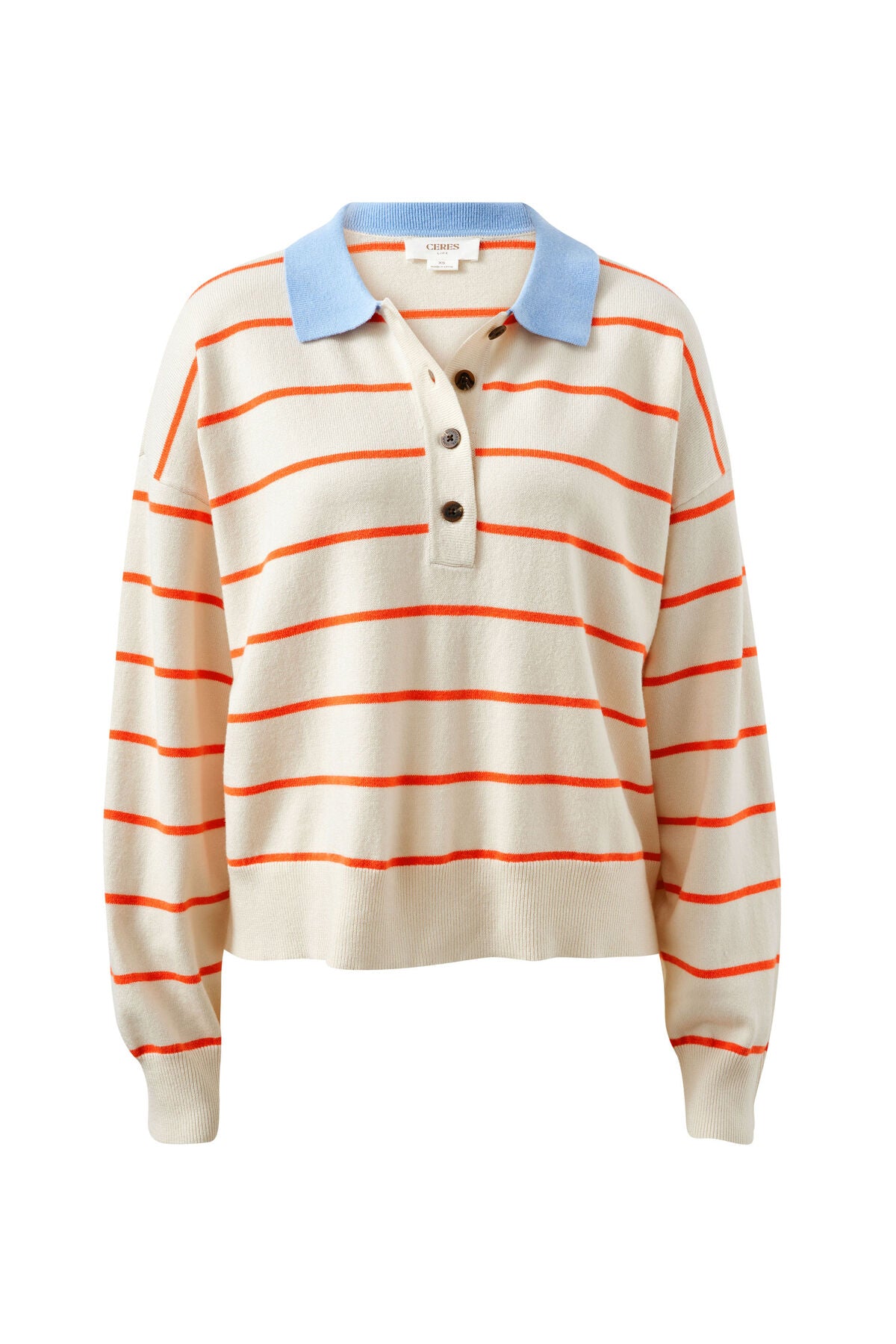 CERES LIFE JESSA RUGBY KNIT - ECRU