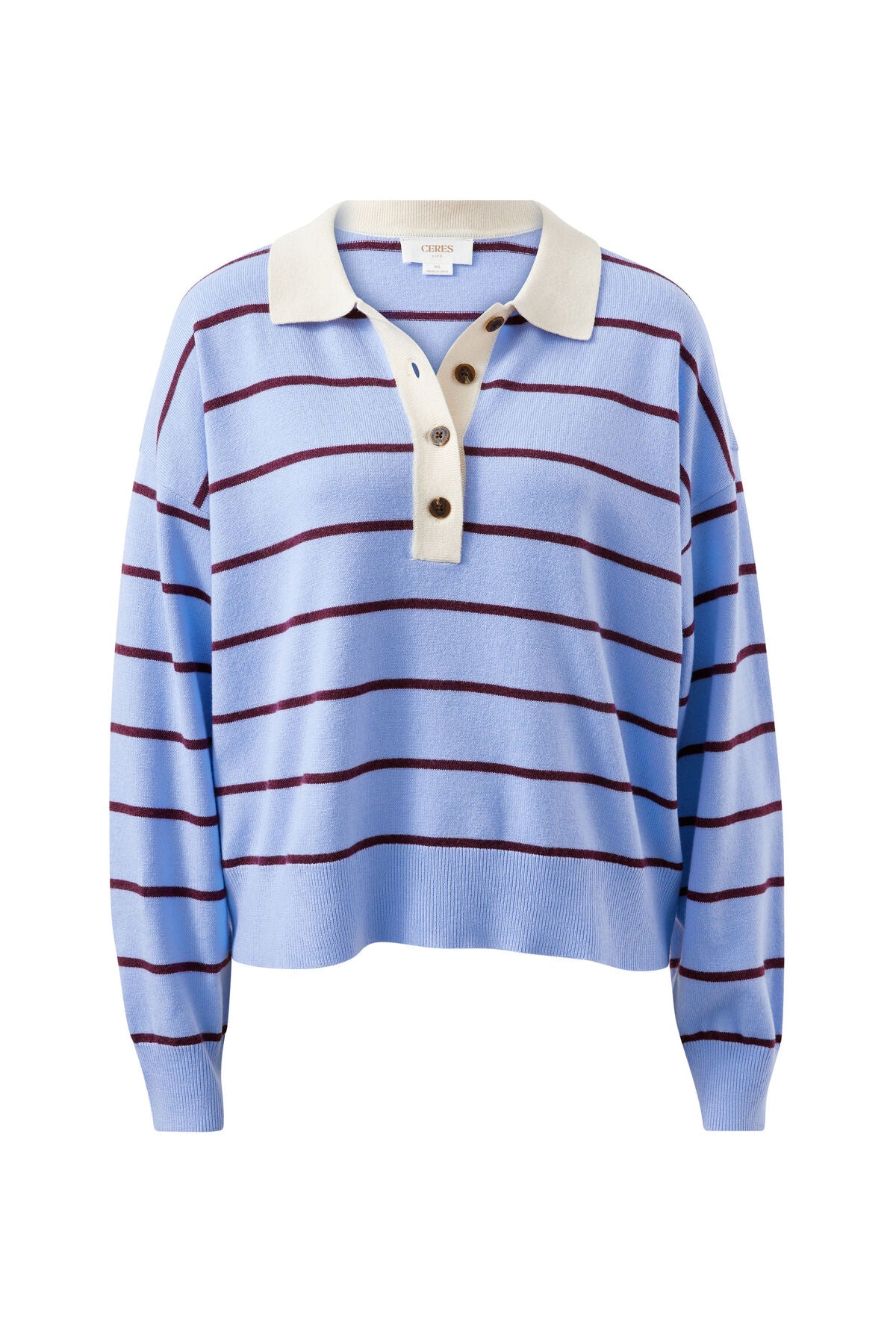 CERES LIFE JESSA RUGBY KNIT - SKY BLUE