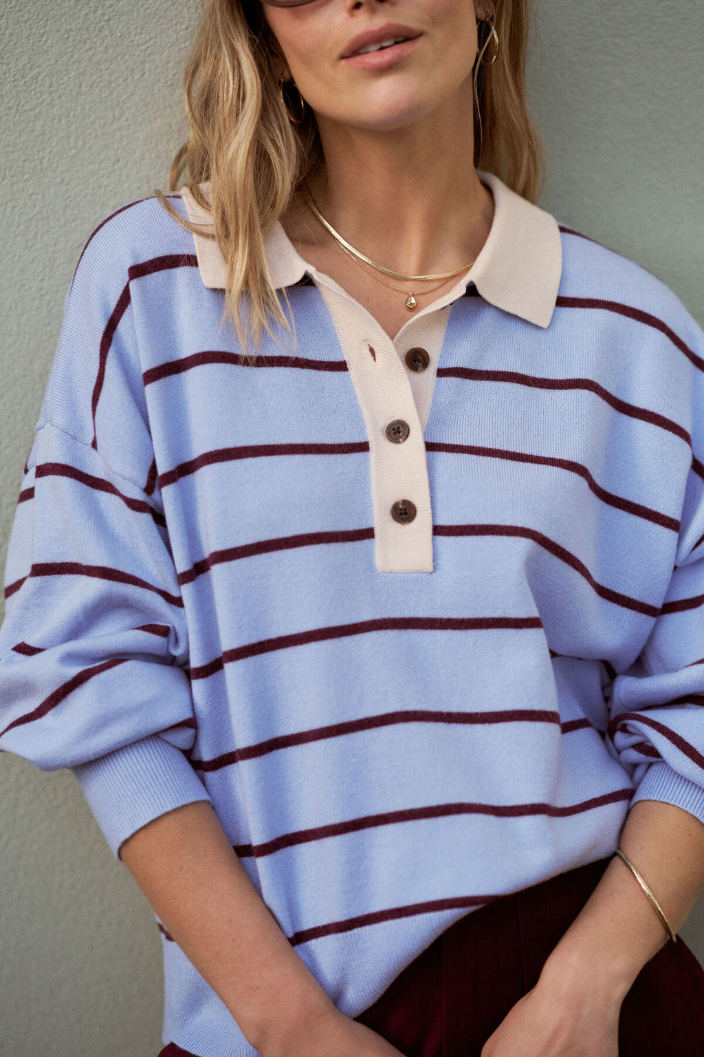 CERES LIFE JESSA RUGBY KNIT - SKY BLUE