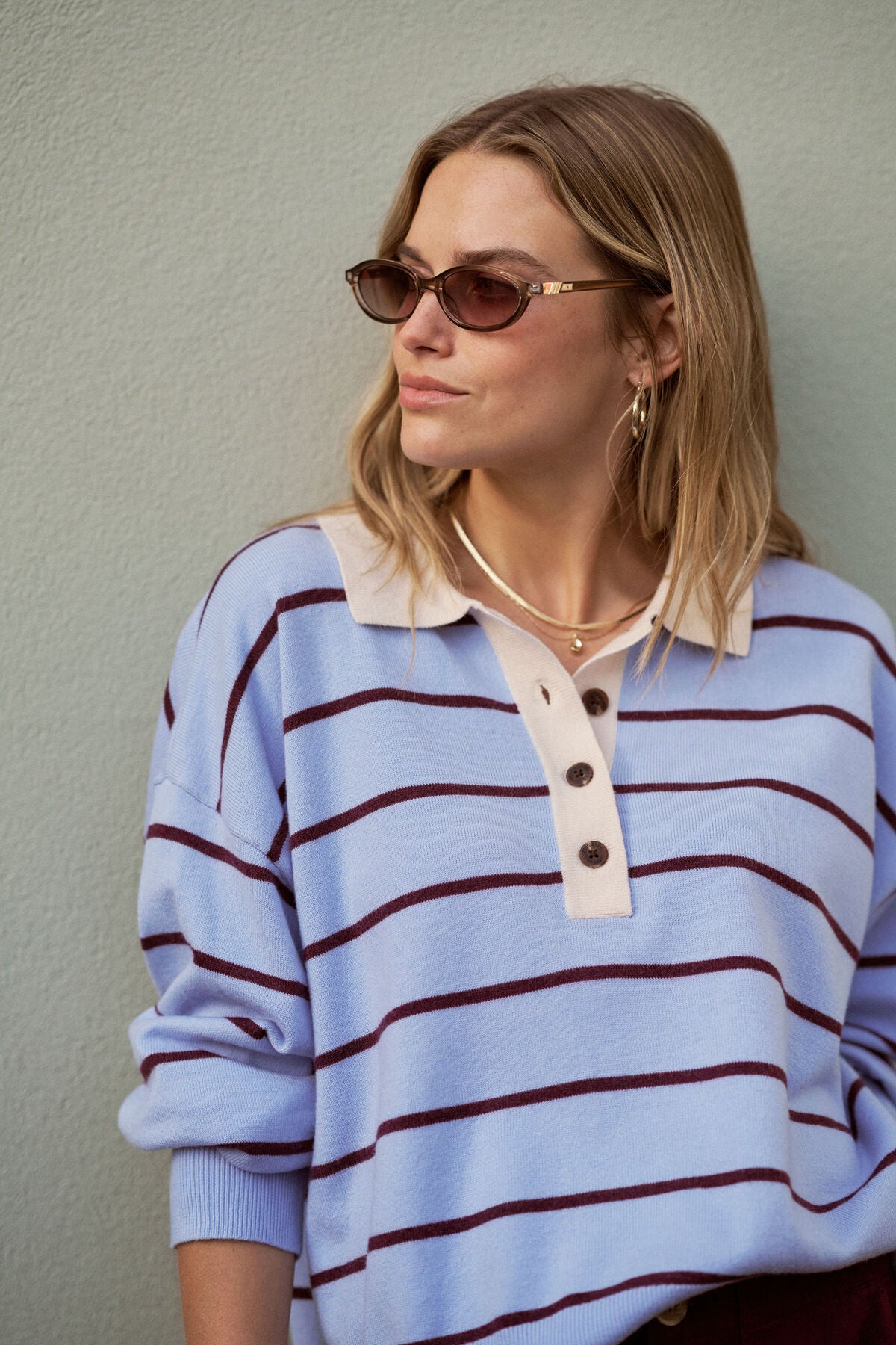 CERES LIFE JESSA RUGBY KNIT - SKY BLUE